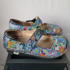 Alegria‎ Paloma Hippie Chic Dottie Floral Mary Jane Shoes 37 or 7 or 7.5